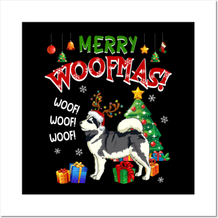 Husky Merry Woofmas Awesome Christmas Posters and Art